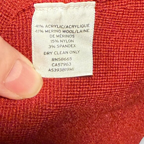 1901 Solid Red Oversized Button Thick Knit Cardigan Sweater Womens Large Pockets - Picture 8 of 8